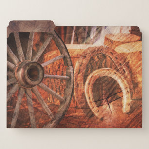 Rustic Wagon Wheel Horseshoes Western Style File Folder