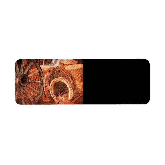 Rustic Wagon Wheel Horseshoes Western Style Label (Front)