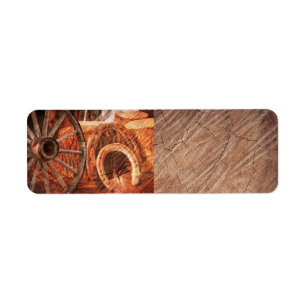 Rustic Wagon Wheel Horseshoes Western Style Label
