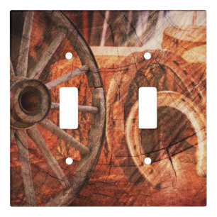 Rustic Wagon Wheel Horseshoes Western Style Light Switch Cover