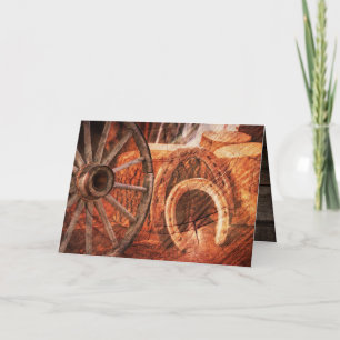 Rustic Wagon Wheel Horseshoes Western Style Note C Note Card