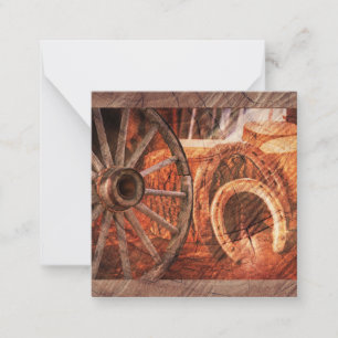 Rustic Wagon Wheel Horseshoes Western Style Note Card