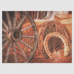 Rustic Wagon Wheel Horseshoes Western Style Tissue Paper