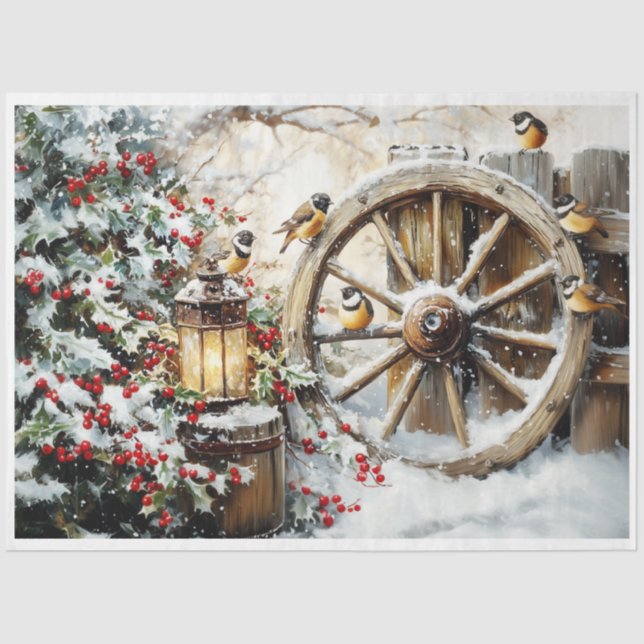 Rustic Wagon Wheel Tissue Paper (Front)