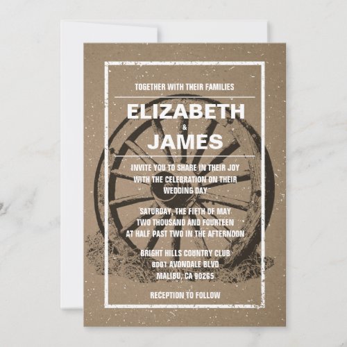 Rustic Wagon Wheel Wedding Invitations