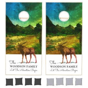 Rustic Walking Moose Woodlands Cornhole Set
