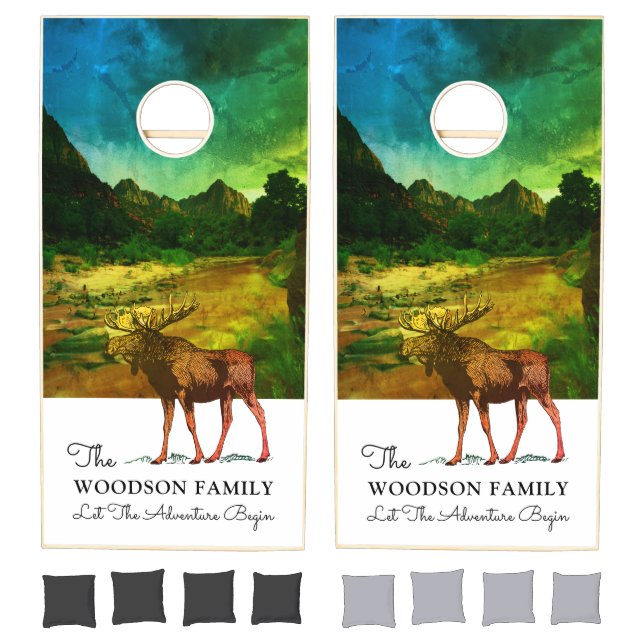 Rustic Walking Moose Woodlands  Cornhole Set (Set)