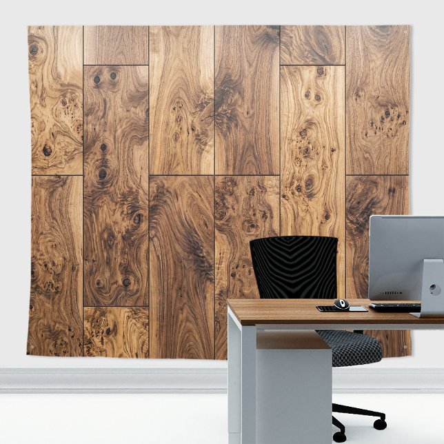 Rustic Walnut Burl Wood Paneling Wall Backdrop (Rustic Walnut Burl Wood Paneling Wall Backdrop Zoom Backdrop Tapestry)
