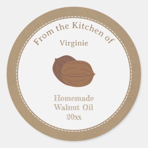 Rustic Walnut Oil Label Sticker