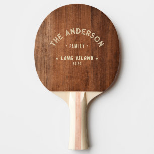 Rustic Walnut Wood Vintage Seaside Family Name Ping Pong Paddle