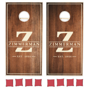 Rustic Walnut Wood with Zimmerman Cornhole Set