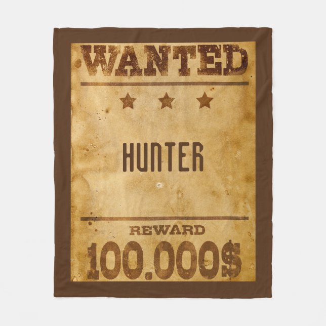 Rustic Wanted $100000 Personalized  Fleece Blanket (Front)