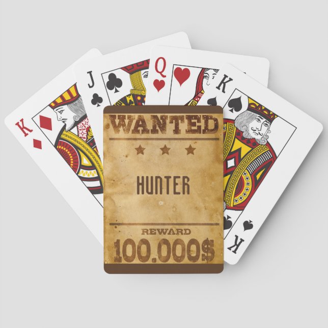 Rustic Wanted $100000 Personalized  Poker Cards (Back)