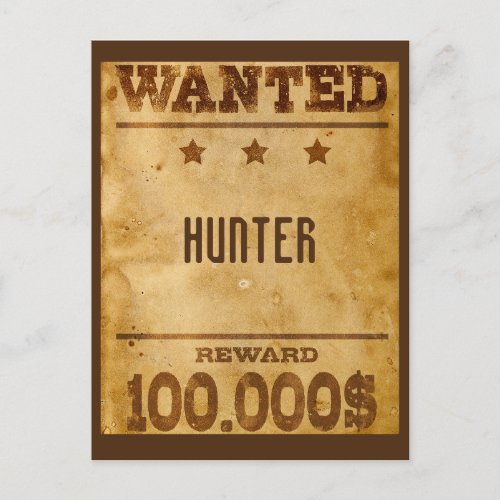 Rustic Wanted 100000 Personalized  Postcard