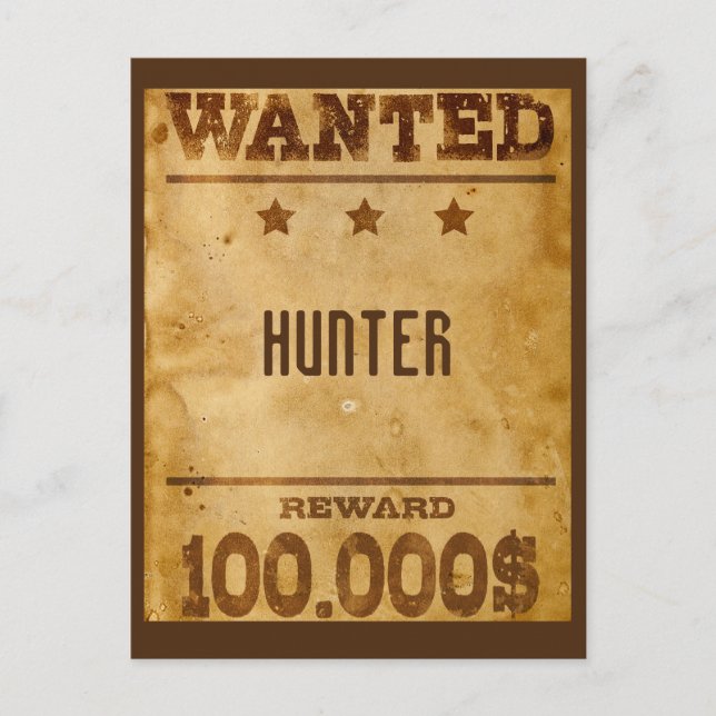 Rustic Wanted $100000 Personalized  Postcard (Front)