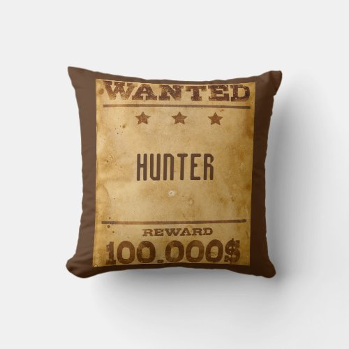 Rustic Wanted 100000 Personalized  Throw Pillow