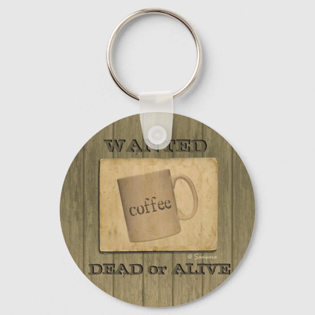 Rustic Wanted Dead or Alive Sign - Customizable Keychain (Front)