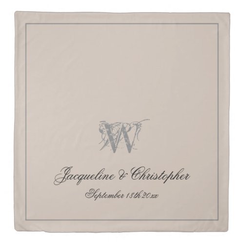 Rustic Warm Beige Monogram Names Newlywed Wedding