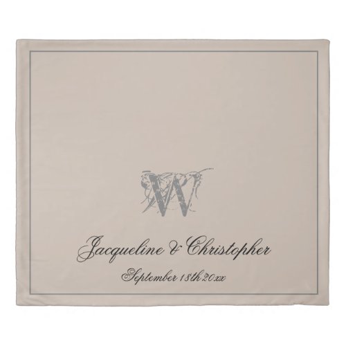 Rustic Warm Beige Monogram Names Newlywed Wedding