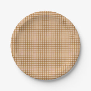 Rustic Warm Brown Plaid Casual Party Paper Plates