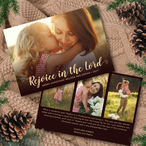 Rustic Warm Brown Religious Christmas Card