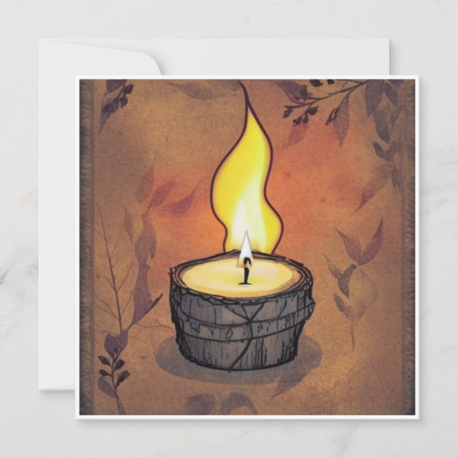 Rustic warm candle light blank note card (Front)