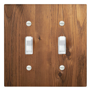 Rustic Warm Cedar Faux Wood Grain Light Switch Cover