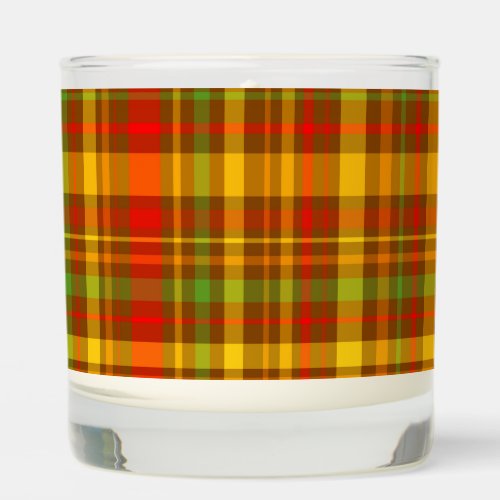 Rustic Warm Colors Plaid Pattern Scented Candle