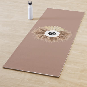 Rustic Warm Neutral Colors Business Logo Yoga Mat