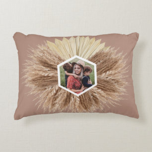 Rustic Warm Neutral Colors Custom Photos Accent Pillow