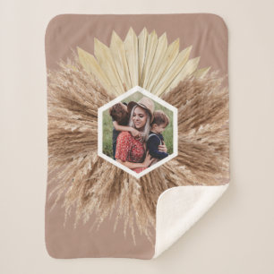 Rustic Warm Neutral Colors Custom Photos Sherpa Blanket