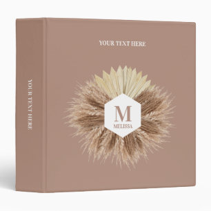 Rustic Warm Neutral Colors Monogram 3 Ring Binder