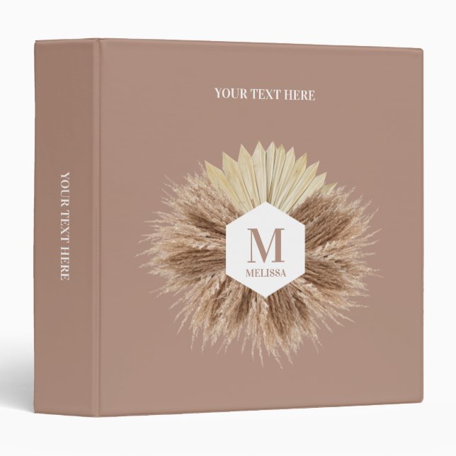 Rustic Warm Neutral Colors Monogram  3 Ring Binder (Front/Spine)