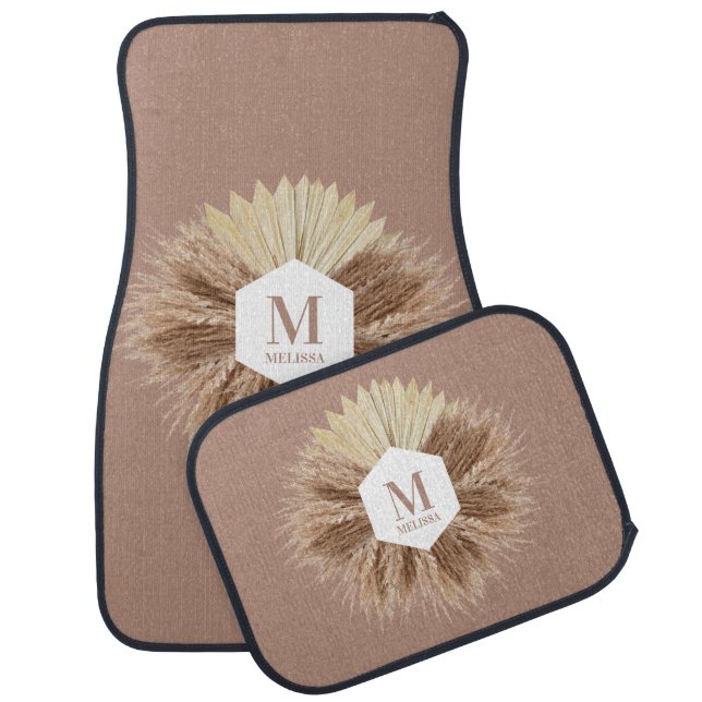 Rustic Warm Neutral Colors Monogram  Car Floor Mat (Set)