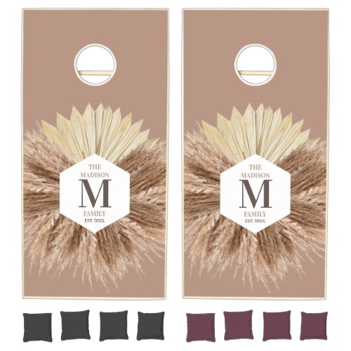 Rustic Warm Neutral Colors Monogram  Cornhole Set