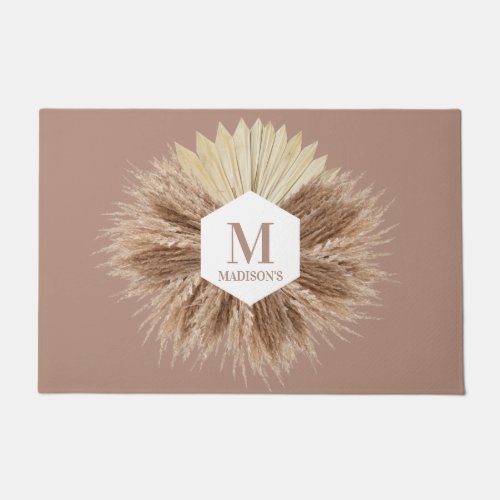 Rustic Warm Neutral Colors Monogram  Doormat