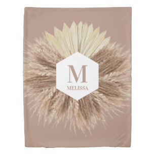 Rustic Warm Neutral Colors Monogram  Duvet Cover