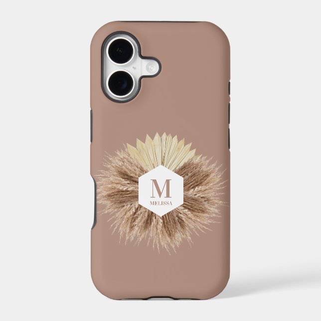 Rustic Warm Neutral Colors Monogram  Iphone Case (Back)