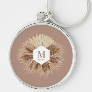 Rustic Warm Neutral Colors Monogram Keychain