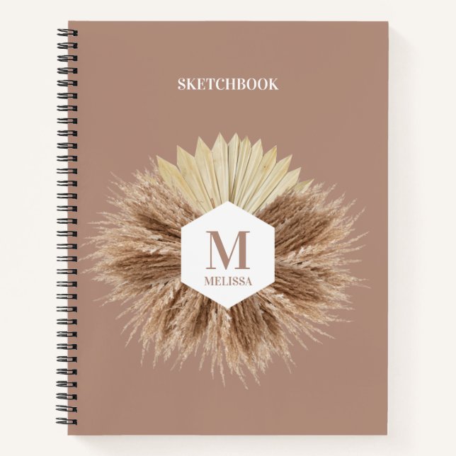Rustic Warm Neutral Colors Monogram  Notebook (Front)