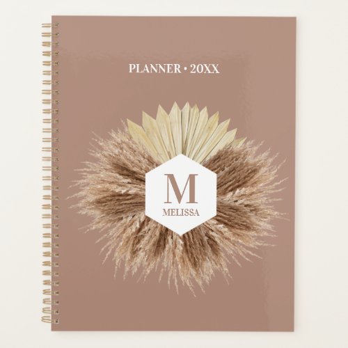 Rustic Warm Neutral Colors Monogram  Planner