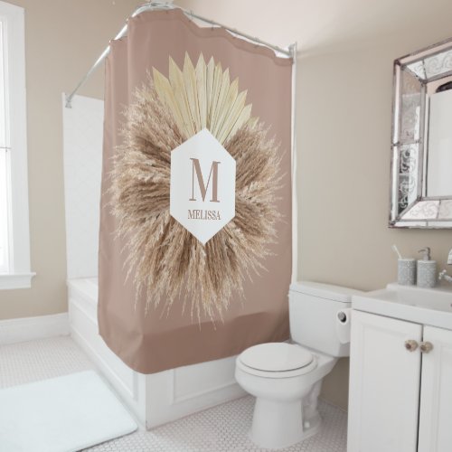 Rustic Warm Neutral Colors Monogram  Shower Curtain