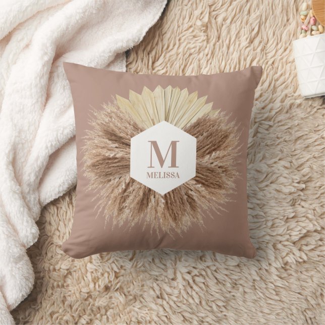 Rustic Warm Neutral Colors Monogram  Throw Pillow (Blanket)