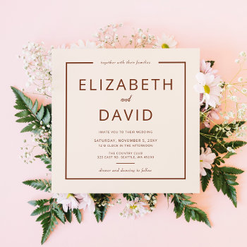 Rustic Warm Terracotta Modern Minimalist Wedding Invitation by blessedwedding at Zazzle