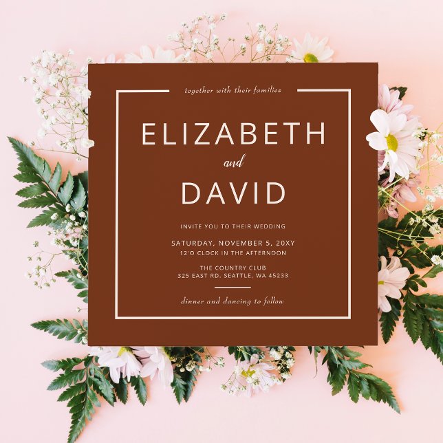 Rustic Warm Terracotta Modern Minimalist Wedding Invitation (Creator Uploaded)