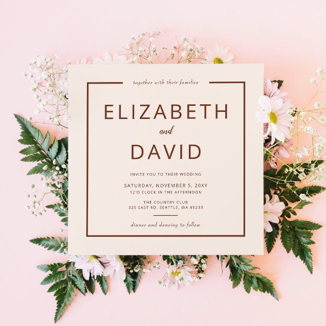 Rustic Warm Terracotta Modern Minimalist Wedding Invitation (Creator Uploaded)