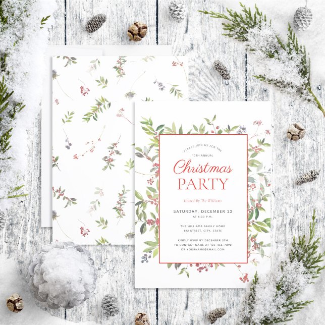 Rustic Warm Winter Berry Holiday Party Invitation (Creator Uploaded)