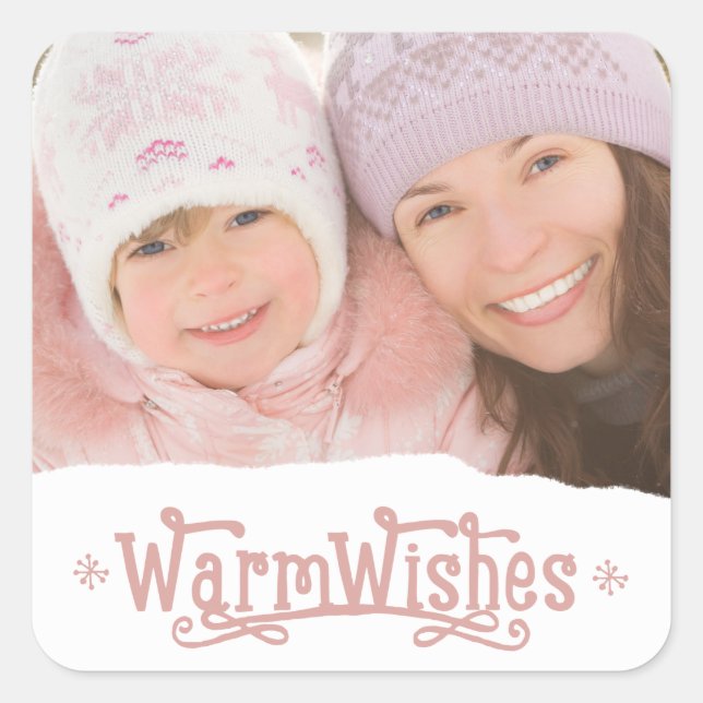 Rustic Warm Wishes | Holiday Photo Stickers (Front)