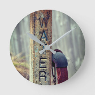 Rustic Water Valve Round Clock