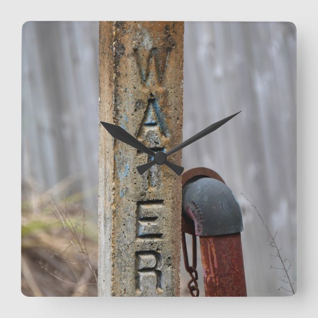 Rustic Water Valve Square Wall Clock (Front)